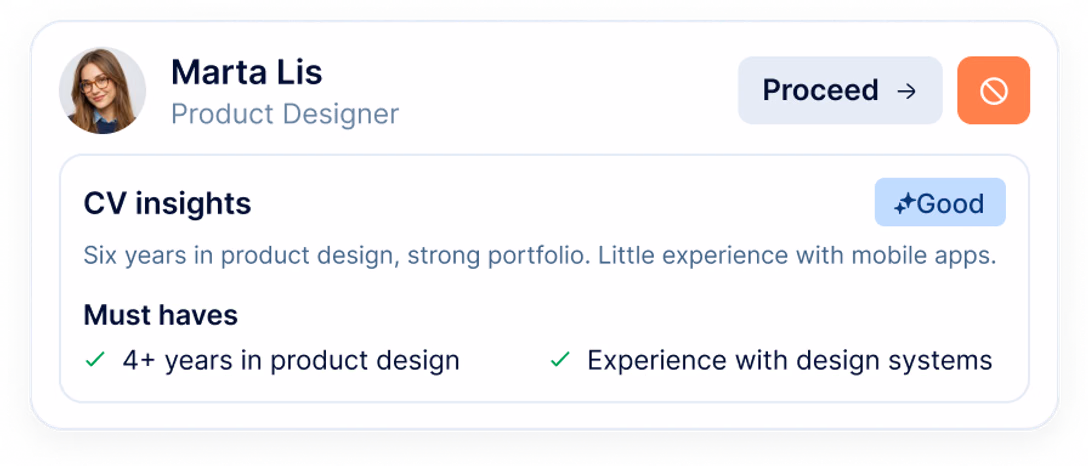 AI candidate rating and the recruiter's move button