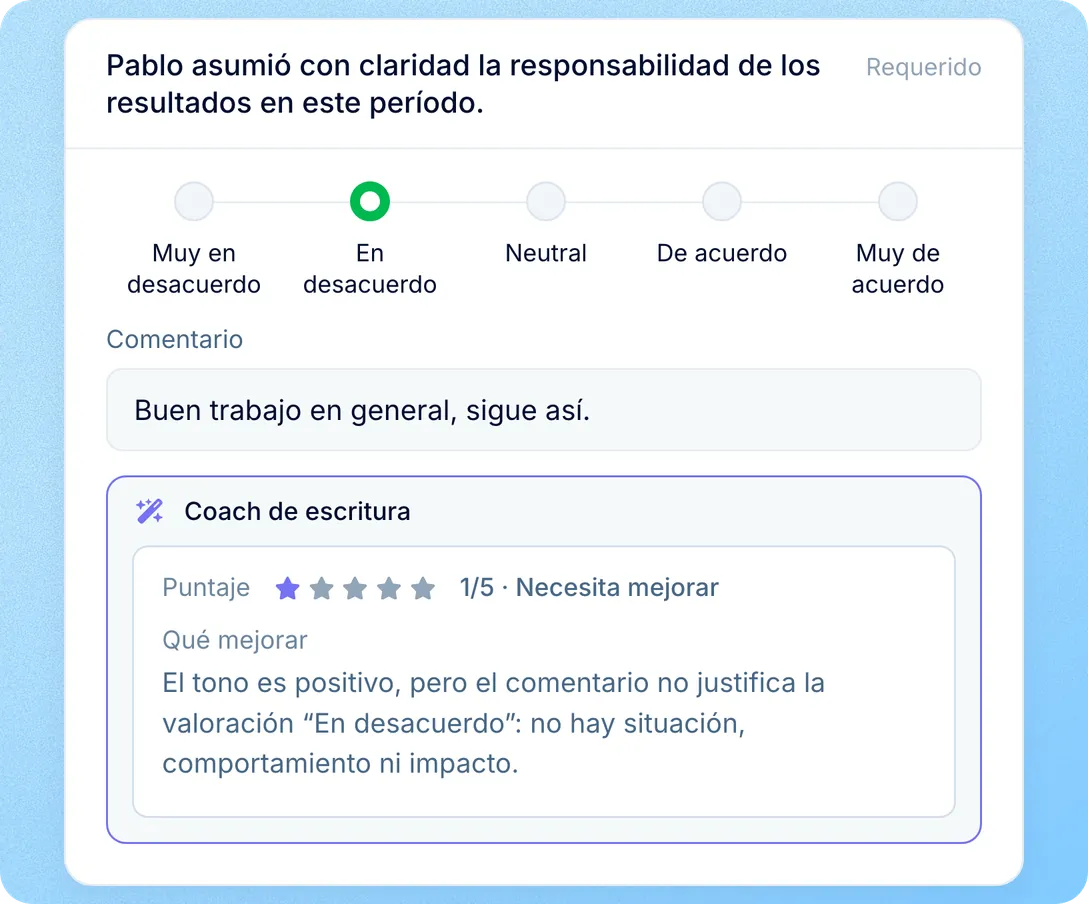 Ayuda a quienes evalúan a escribir comentarios que se traduzcan en acciones