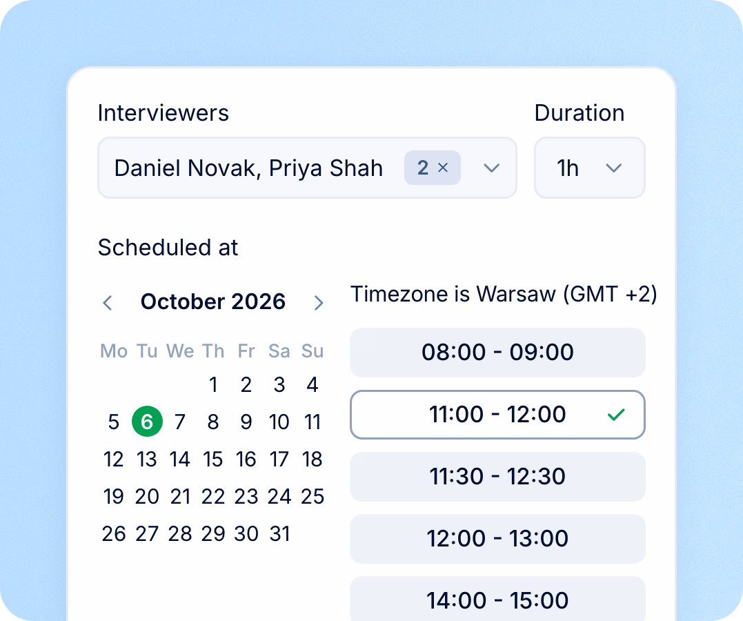 Interviewers and a free slot