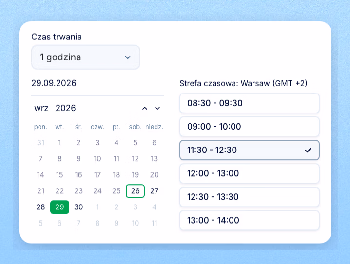 Wolne terminy z kalendarzy wszystkich uczestników