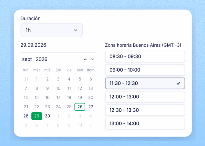 Horarios libres según los calendarios de quienes participan