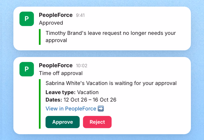Approvals in a direct message