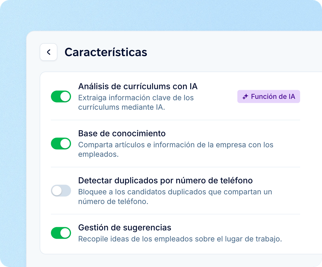 Completa el perfil y deja las decisiones a tu equipo de reclutamiento