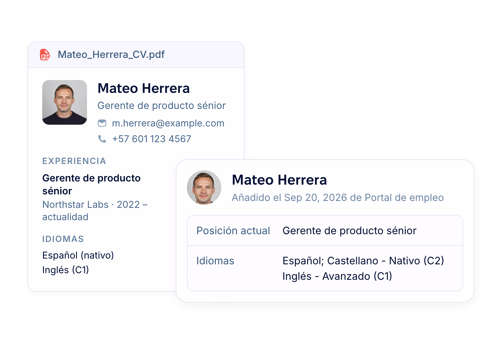 Análisis de currículums con IA que convierte un currículum en un perfil de candidato