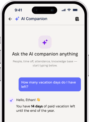AI companion chat in the PeopleForce mobile app