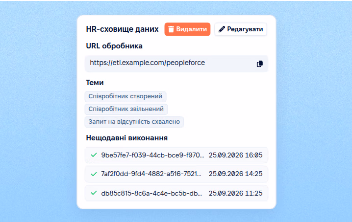 Події змін через вебхуки