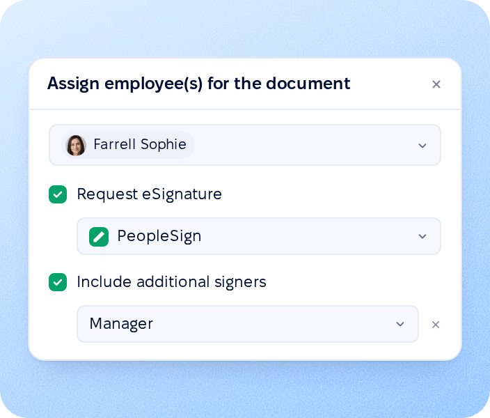 Signature request on distribution
