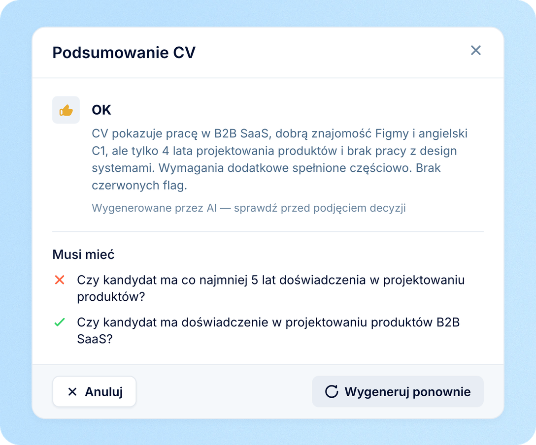 Decyzje o zatrudnieniu zostają w rękach Twojego zespołu