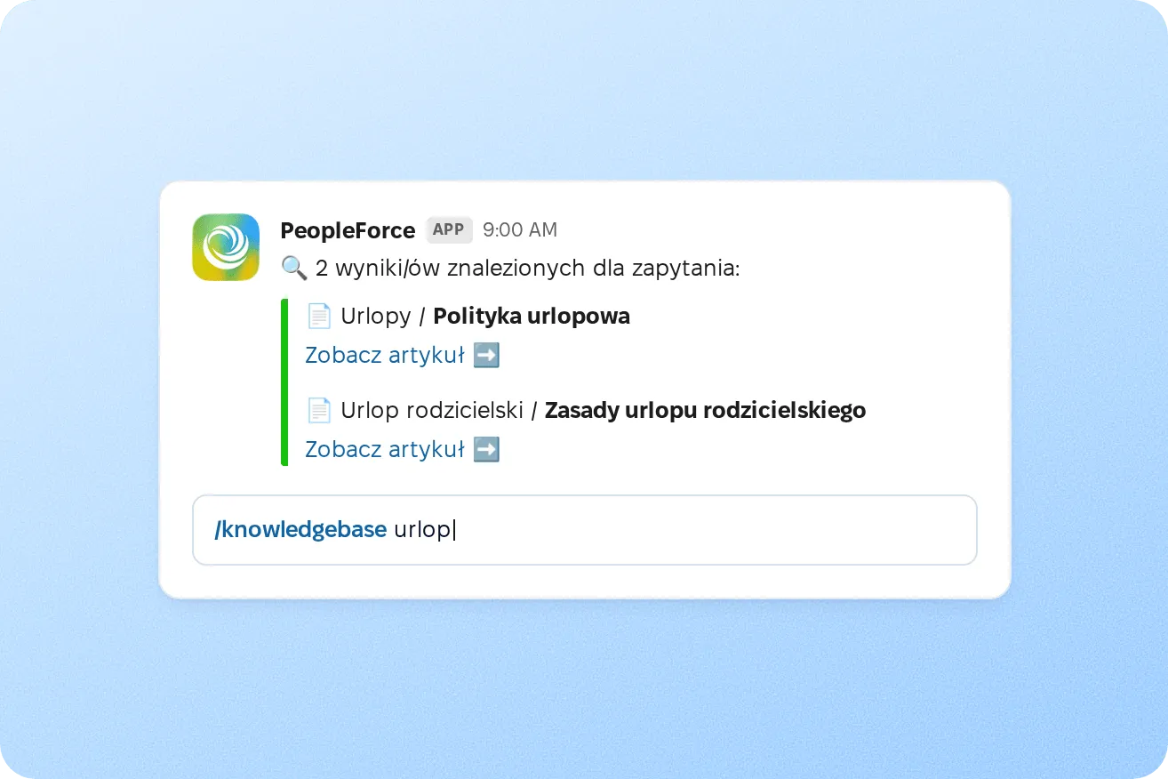 Polecenie w Slacku