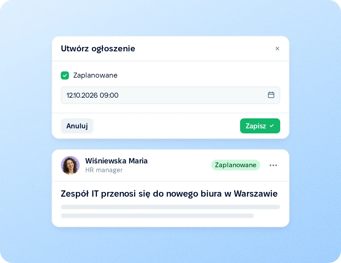 Ogłoszenia według harmonogramu