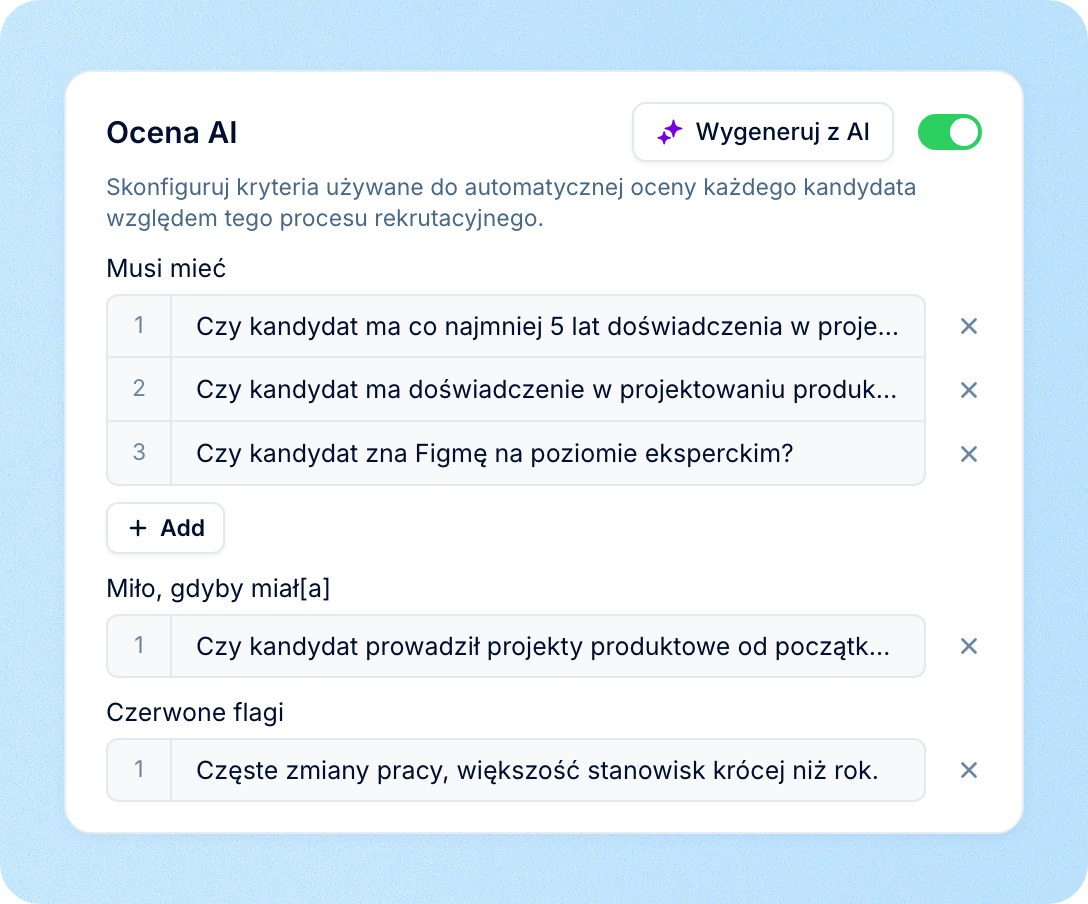 Screening według Twoich wymagań