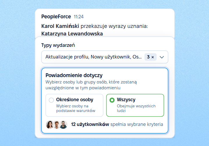 Posty na kanałach z kudos i zmianami w zespołach