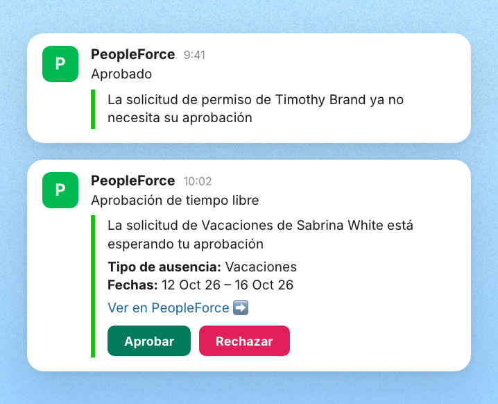 Aprobaciones por mensaje directo