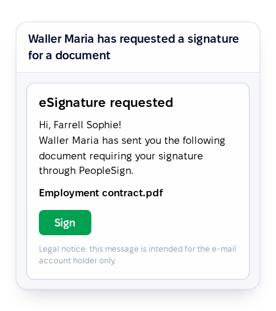 Signing from the email link