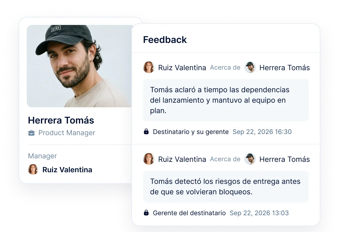 Feedback continuo con visibilidad definida para cada nota