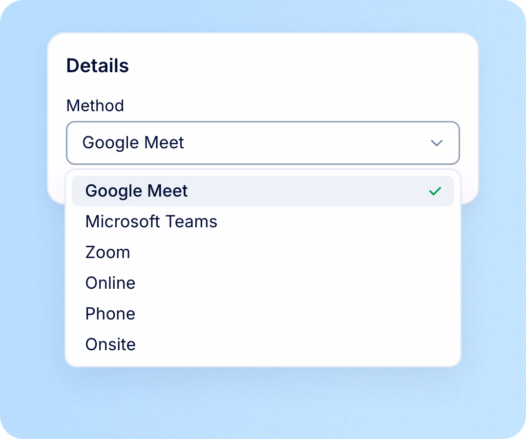 Method, template and details