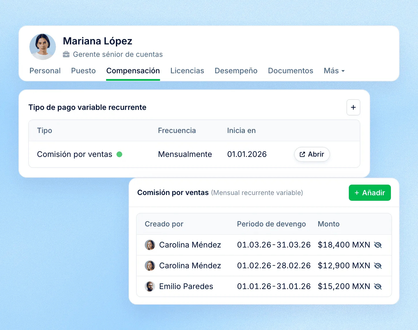 Recurrente variable