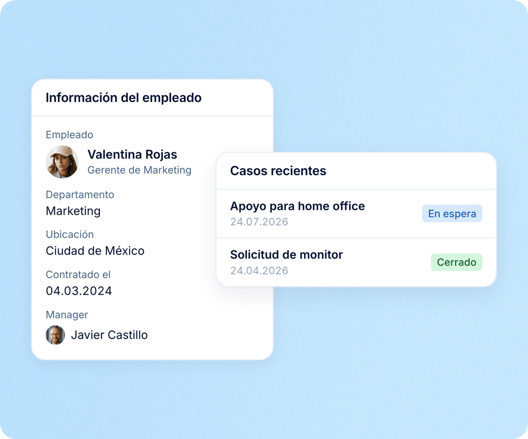 La historia de la persona ya está en pantalla