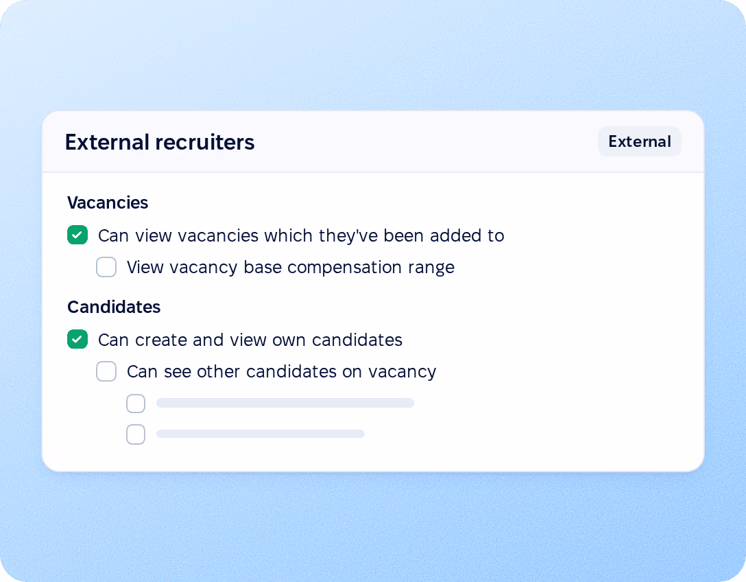External recruiter and candidate data access