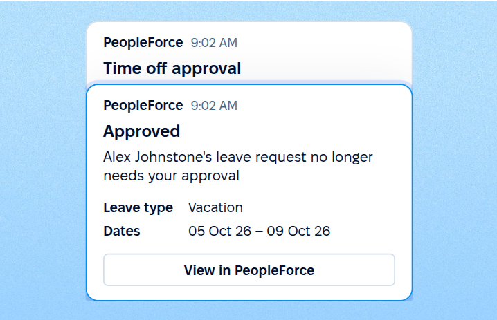 Personal notifications about HR events