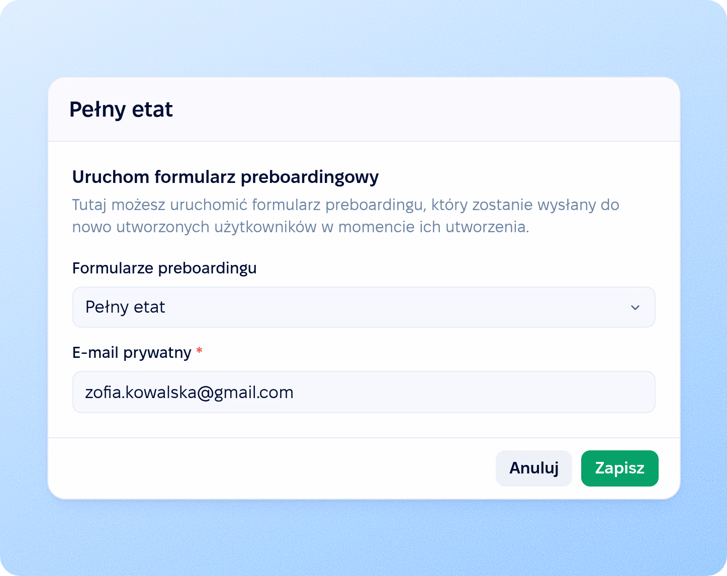 Formularz nowego użytkownika