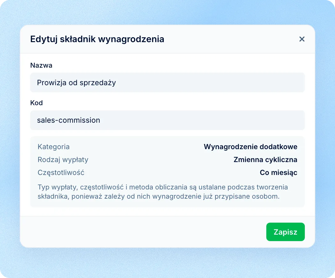 Zasady są w komponencie, a nie w każdym wpisie