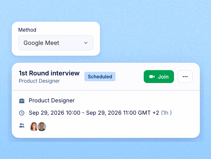 Interviews with a Google Meet link