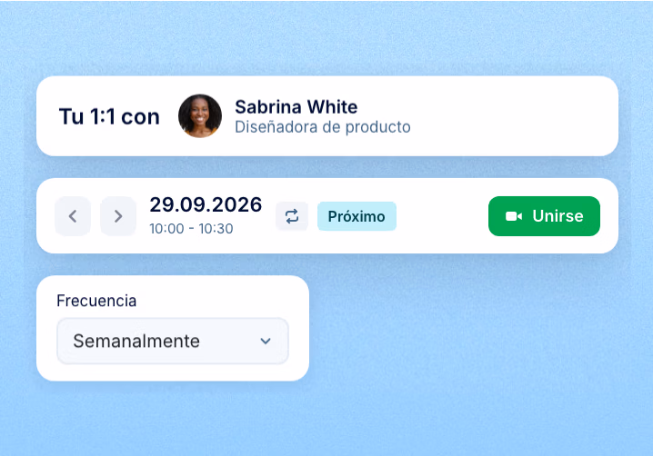 Reuniones 1:1 recurrentes con sus temas de conversación