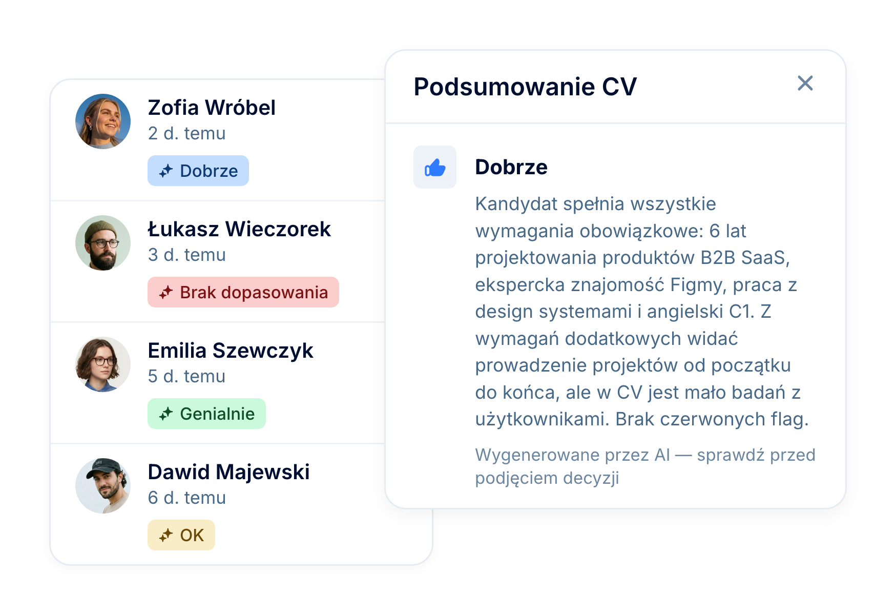 Ocena kandydatów przez AI