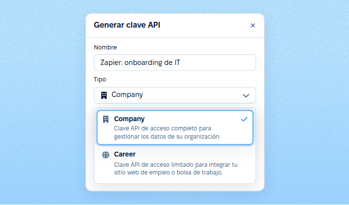 1. Crea una clave API de tipo Company