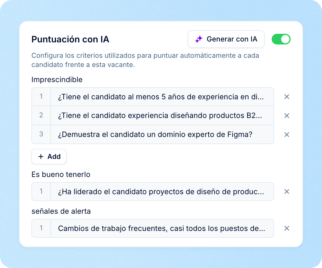 Preselección según lo que tú pides