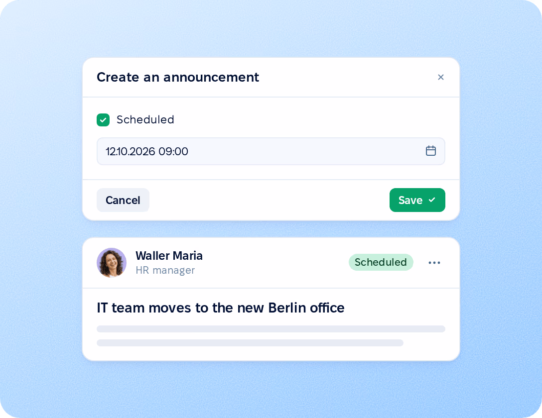 Scheduled announcements
