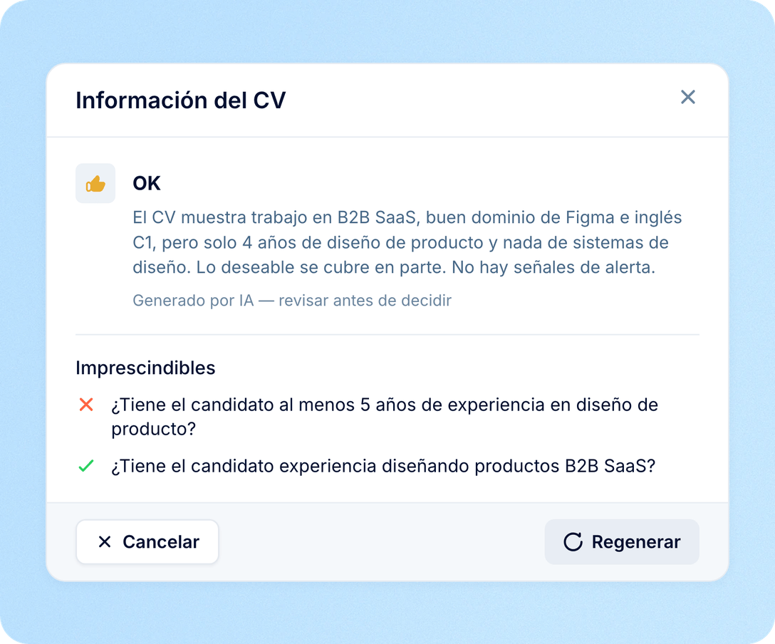 Las decisiones de contratación siguen en manos de tu equipo