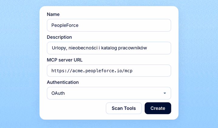 Krok 2: Utwórz aplikację dla PeopleForce