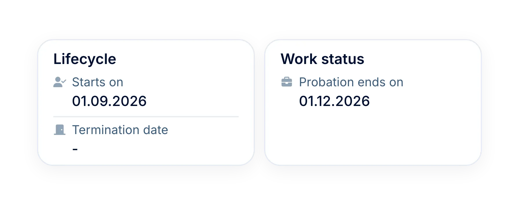 Dates from employee profiles