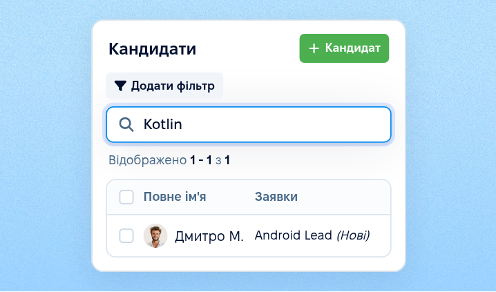 Пошук по базі за вмістом резюме