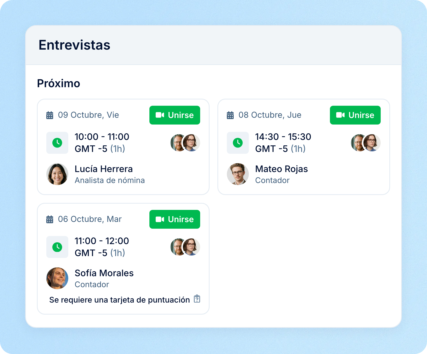 Mis entrevistas y notificaciones de entrevistas