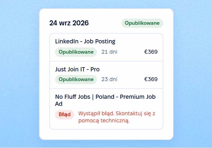 Status i obsługa błędów dla każdego kanału