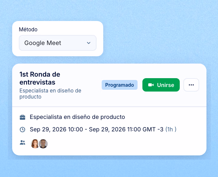 Entrevistas con enlace de Google Meet