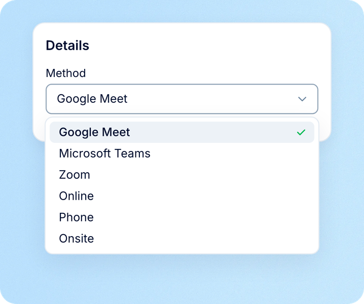 Method, template and details