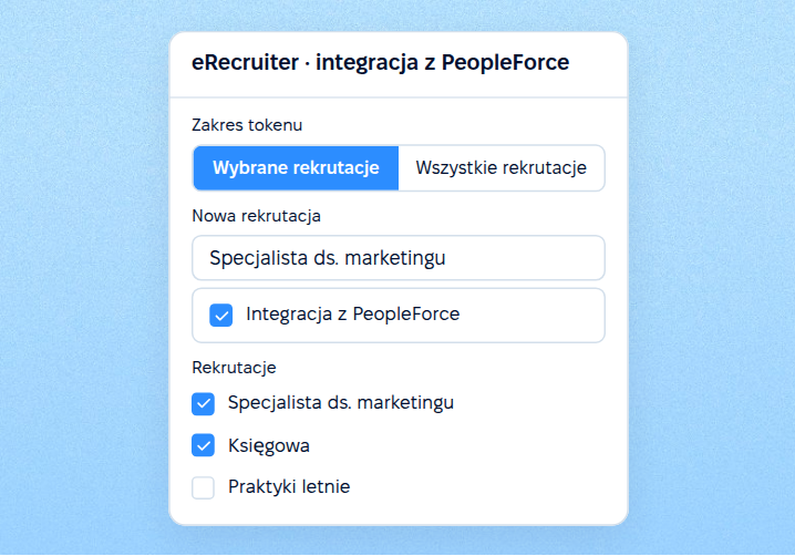 Wybór rekrutacji objętych integracją