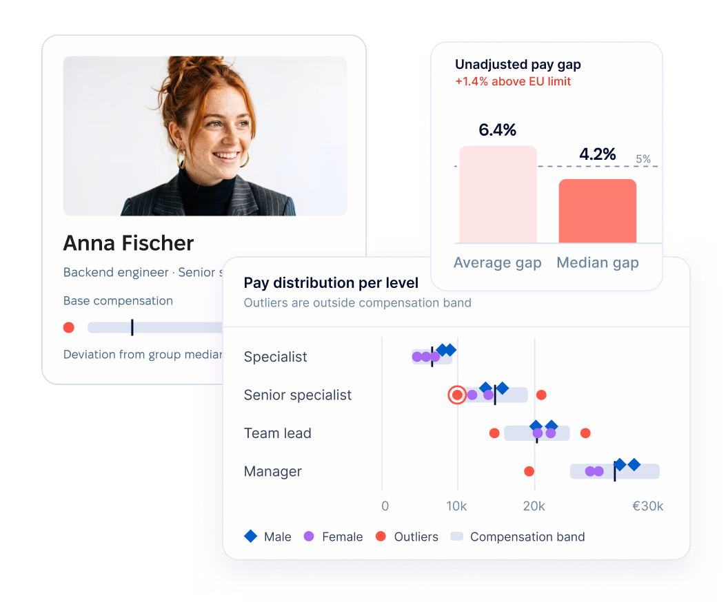 Pay transparency reporting, built on your job grades and pay bands
