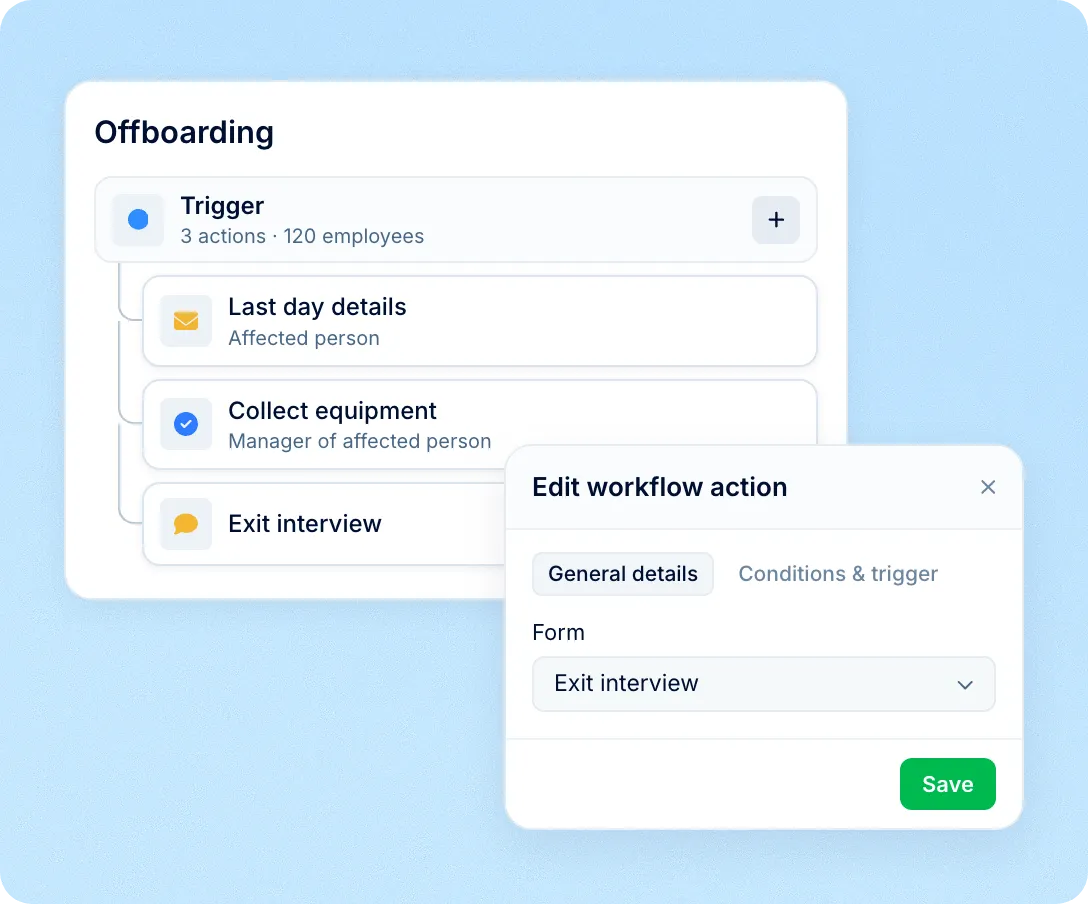 Survey step in employee workflows