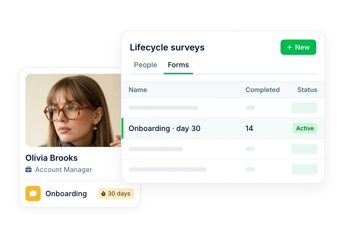 Lifecycle surveys for onboarding and exit