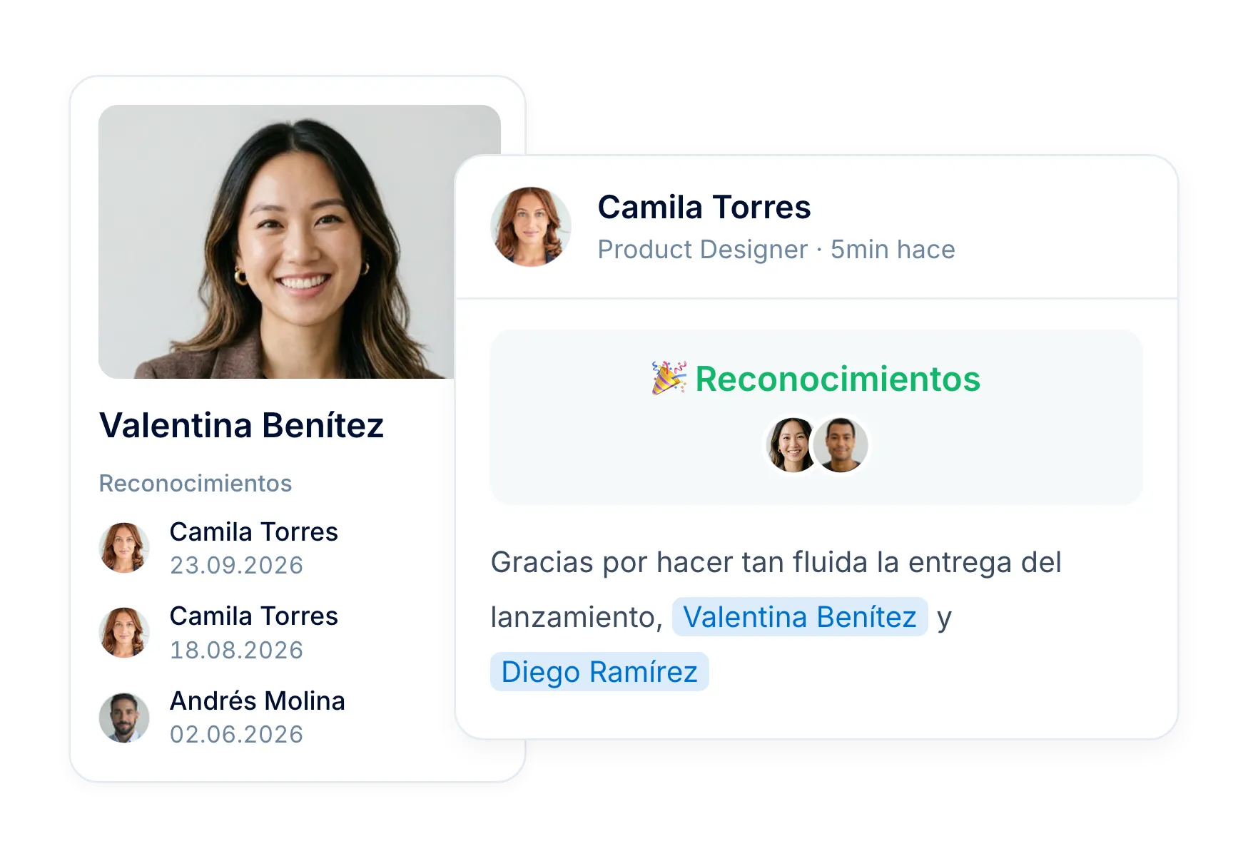 Reconocimiento de empleados que sigue visible en la evaluación