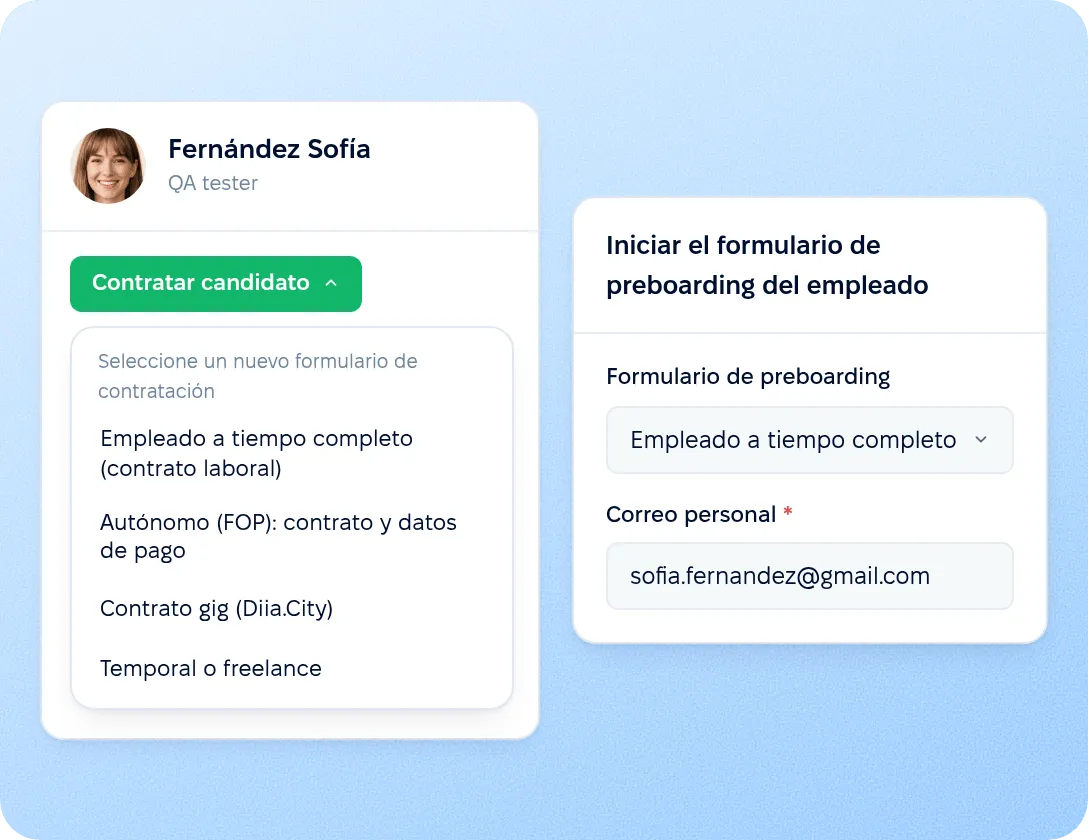 Envío automático desde el formulario de contratación