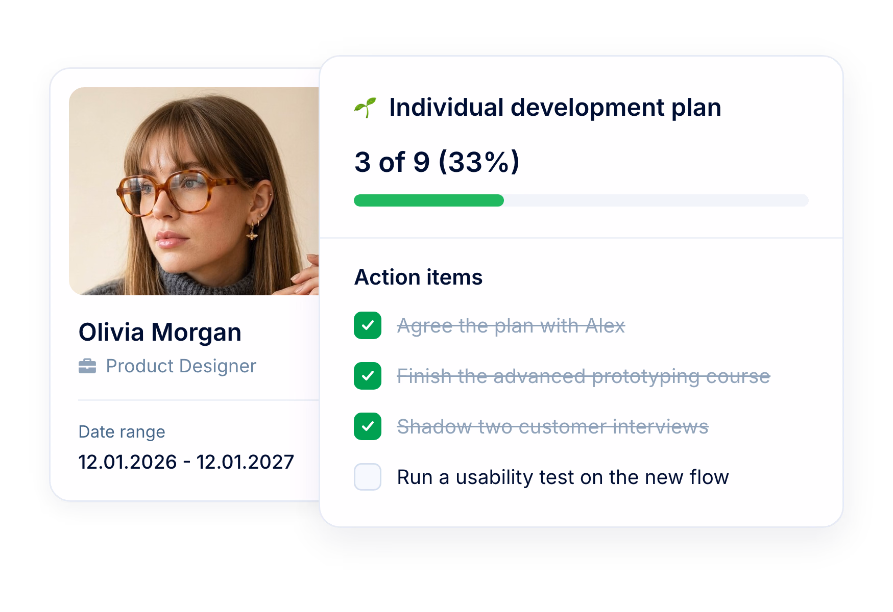 Employee development plans that track their own progress