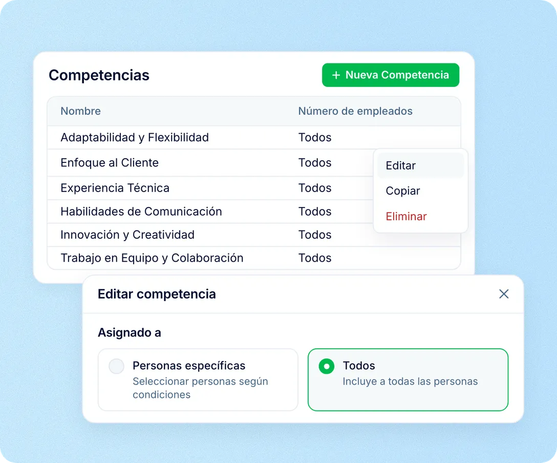 Empieza con una biblioteca de competencias lista para usar