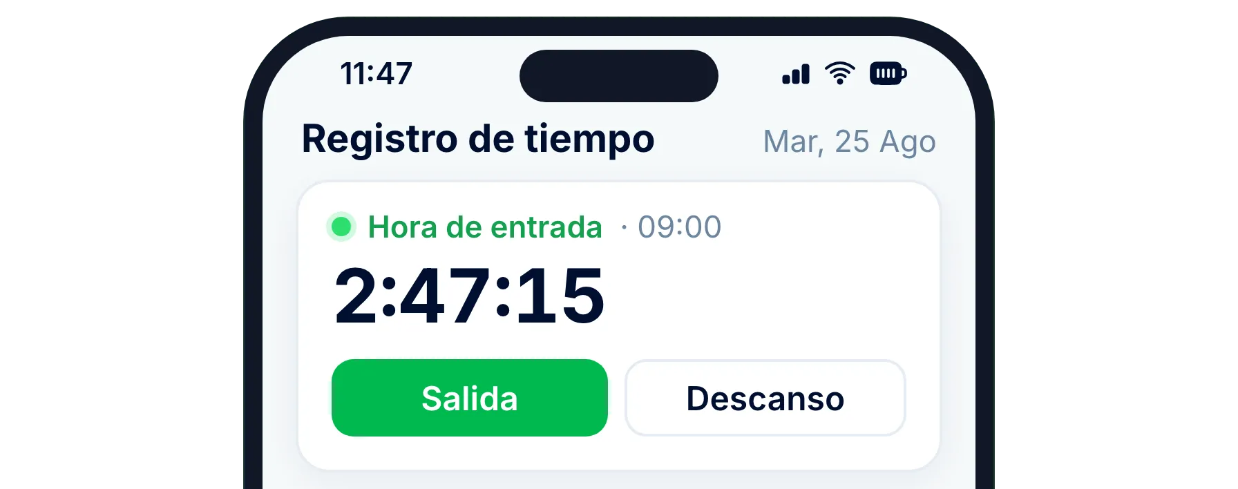 Para empleados: una hoja de horas por mes