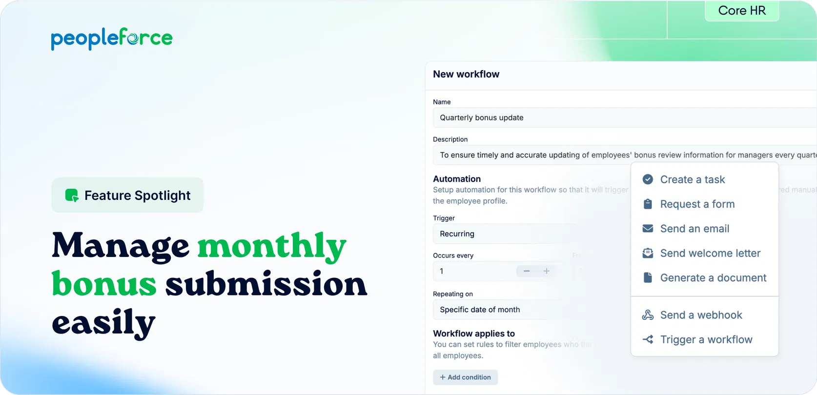 Automate monthly bonus entry with Request Forms